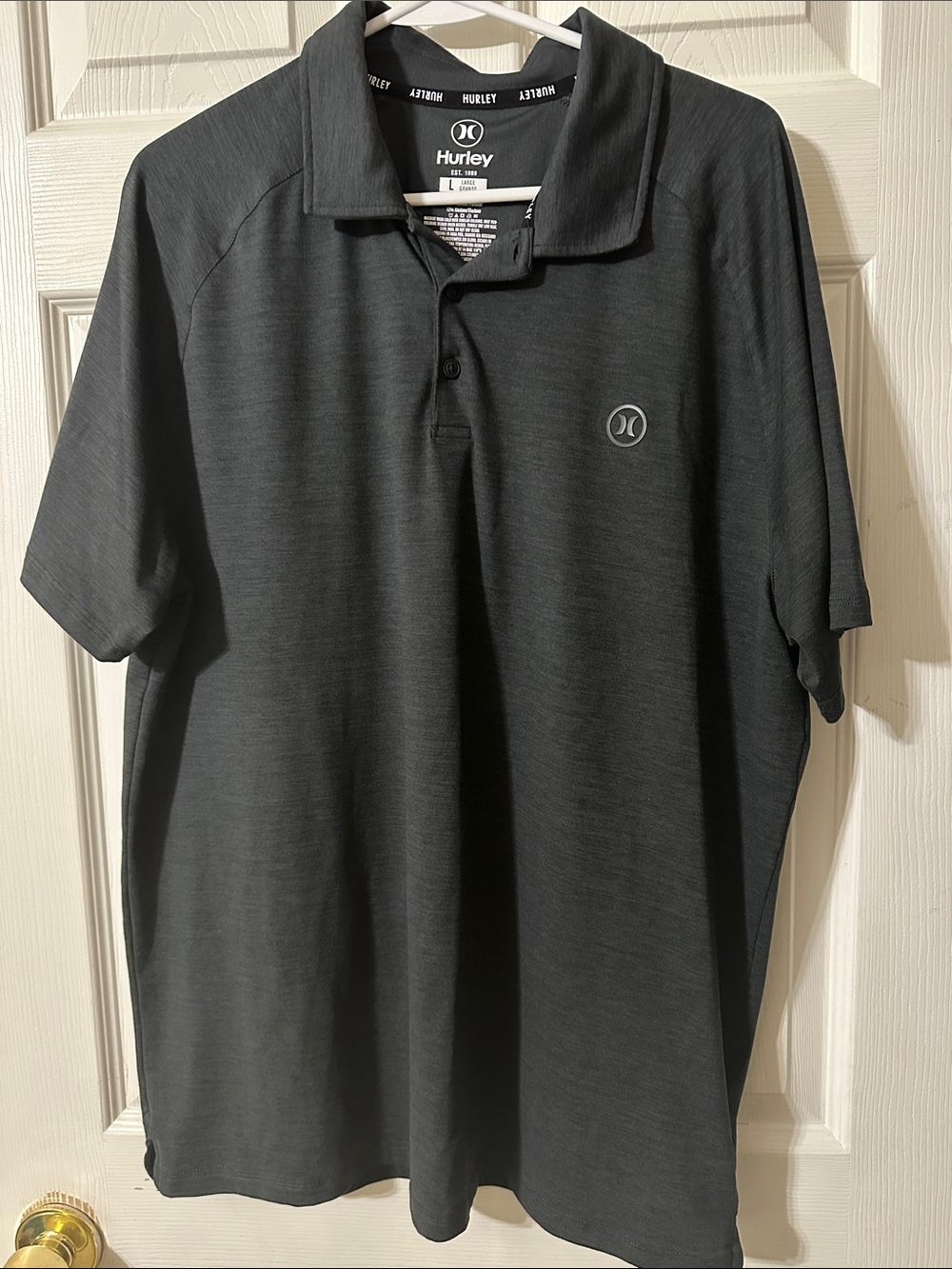 Hurley Men's Dark Charcoal Polo with Subtle Logo
